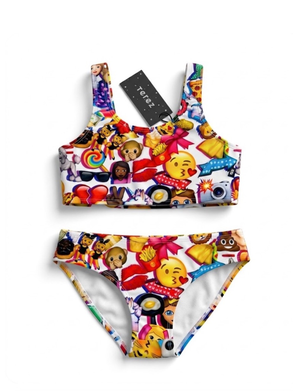 Terez White Emoji Sport Bra Bikini Set
